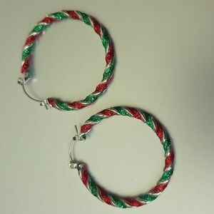 CANDY TWIST HOOP EARRINGS Christmas Fun